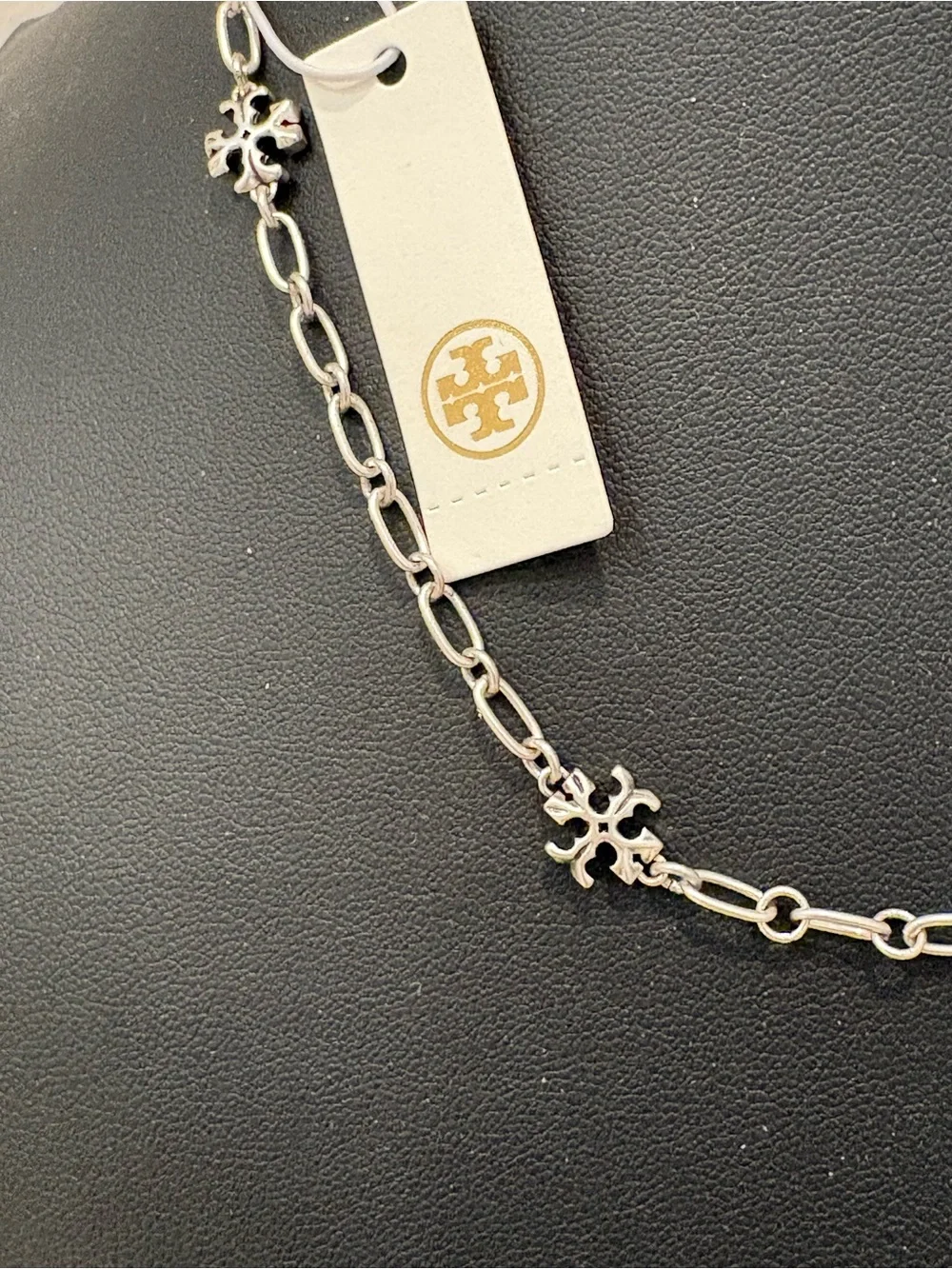 Tory Burch Silver-Tone Logo Link Necklace